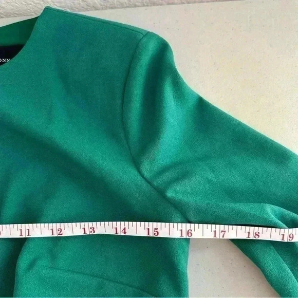 Donna Morgan Women’s Long Sleeve Sheath Dress with Flap Pockets at Side Hips - Picture 15 of 15